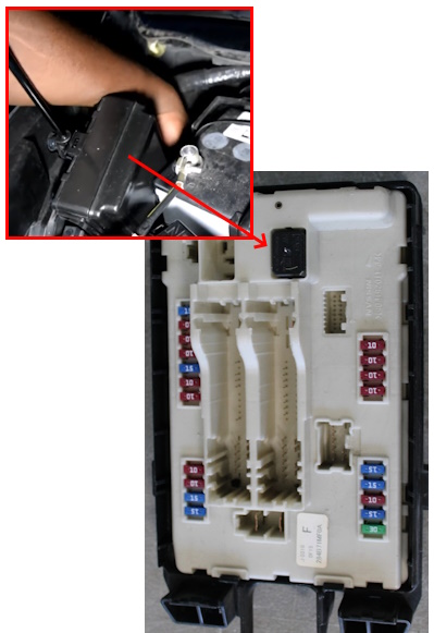 location under the bonnet